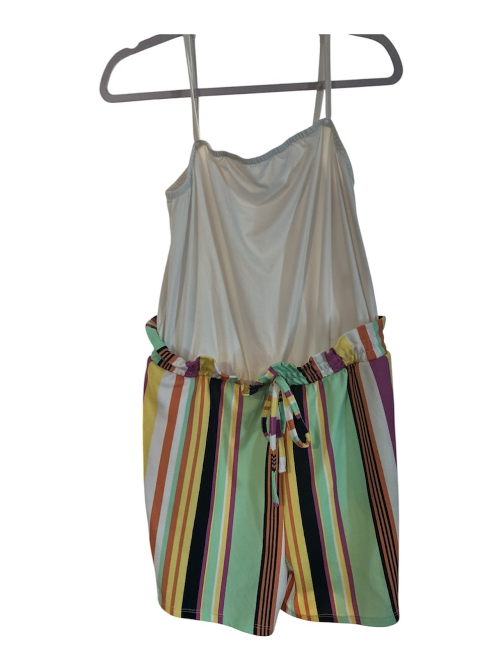 eye candy Multicolor Striped Romper with adjustable straps drawstring large poly